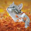 Cute Cat And Leaves Paint By Number