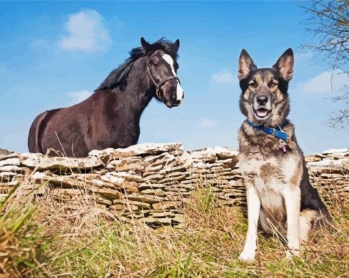 Cute Dog And Horse Paint By Number