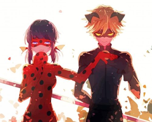 Cute Miraculous Ladybug And Cat Noir Paint By Number