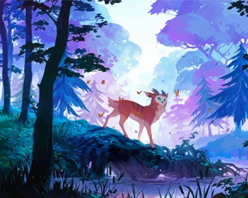 Fantasy Deer By The River Paint By Number