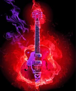 Flaming Guitar Music Instrument Paint By Number