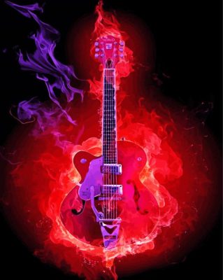 Flaming Guitar Music Instrument Paint By Number