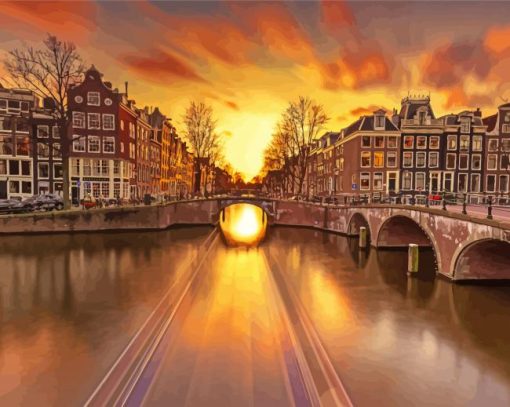Keizersgracht Amsterdam At Sunset Paint By Number