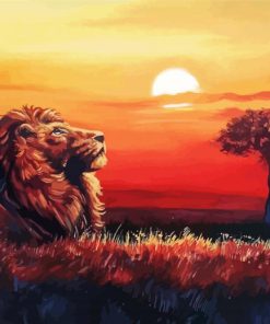 Lion Sunset View Art Paint By Number