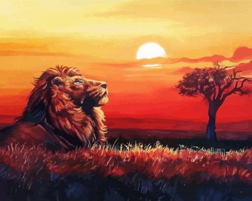Lion Sunset View Art Paint By Number