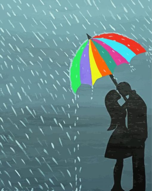 Lovers In Rain Paint By Number