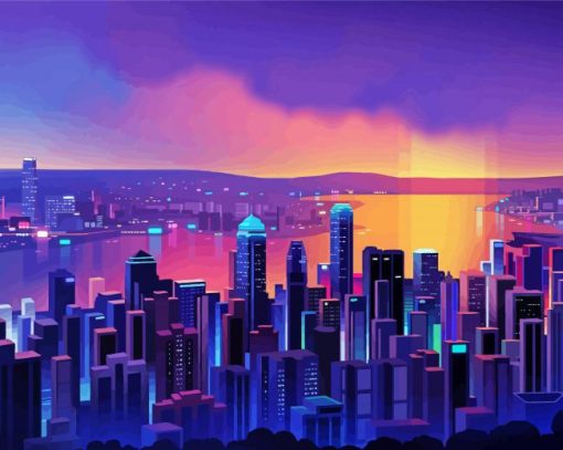 Modern City Illustration Paint By Number