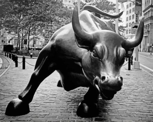 Monochrome Wall Street Bull Paint By Number