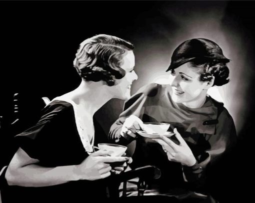 Monochrome Women Drinking Tea Paint By Number
