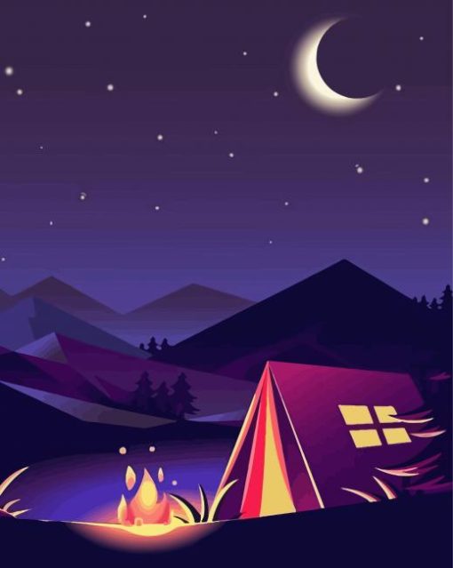 Night Camping Illustration Paint By Number