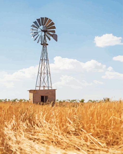 Old Western Windmill Paint By Number