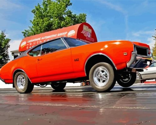 Orange Oldsmobile 442 Paint By Number