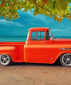Orange Classic Chevy Truck Paint By Number