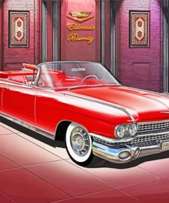 Red 1950s Cadillac Car Paint By Number