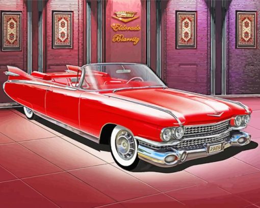 Red 1950s Cadillac Car Paint By Number