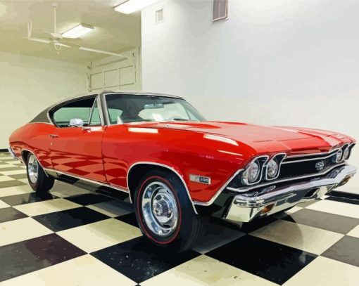 Red 68 Chevelle Car Paint By Number