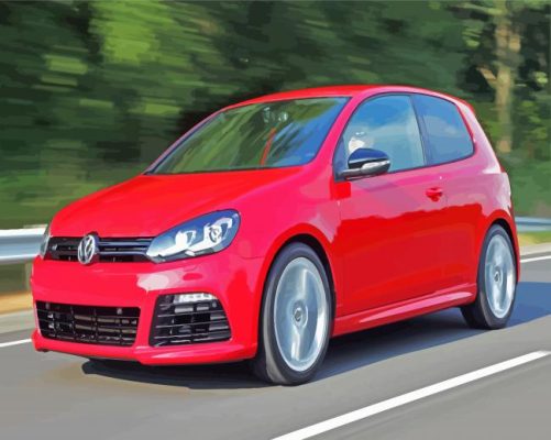 Red VW Golf R Car Paint By Number