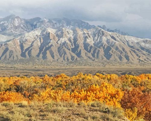 Snowy Sandia Mountains Paint By Number