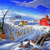 Snowy Winter Farm Art Paint By Number