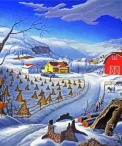 Snowy Winter Farm Art Paint By Number