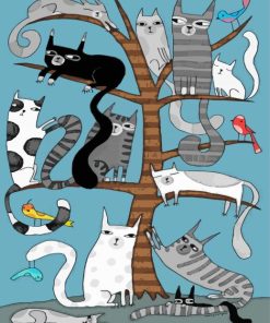Tree Cats Paint By Number