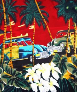 Vintage Palm Trees With Car Art Paint By Number
