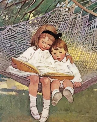 Vintage Children On Hammock Paint By Number