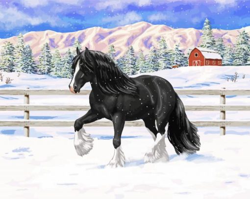 Winter Ranch And Horses Paint By Number