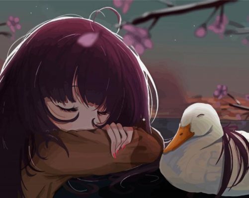 Anime Girl With Duck Paint By Number