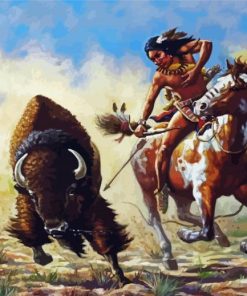 Buffalo And Indians Paint By Number
