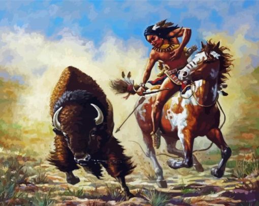 Buffalo And Indians Paint By Number