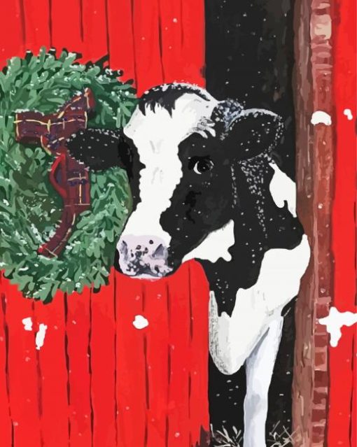 Christmas Cow Paint By Number