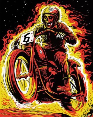 Dirt Bike Skull Paint By Number