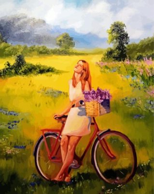 Girl And Bike Paint By Number