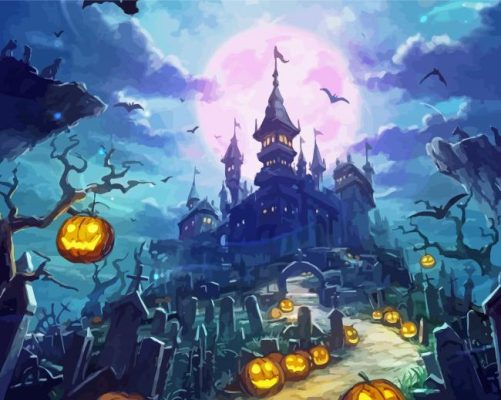 Halloween Castle Landscape Paint By Number