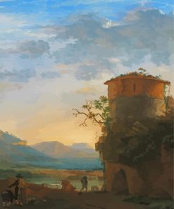 Peasants And Cattle Beside A Tower By Jan Asselyn Paint By Number