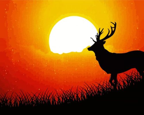 Sunrise Deer Silhouette Paint By Number