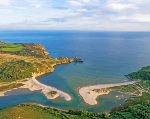 Three Cliffs Bay Swansea Paint By Number