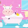 Adorable Cow In Bath Tub Paint By Number