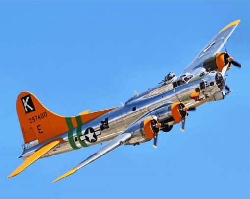 Aesthetic B17 Bomber In Flight Paint By Number