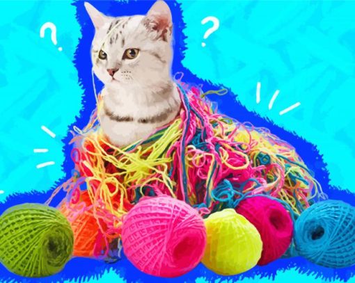 Aesthetic Cat And Yarns Paint By Number