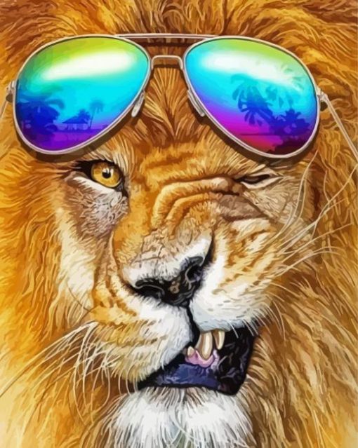 Aesthetic Lion With Glasses Paint By Number