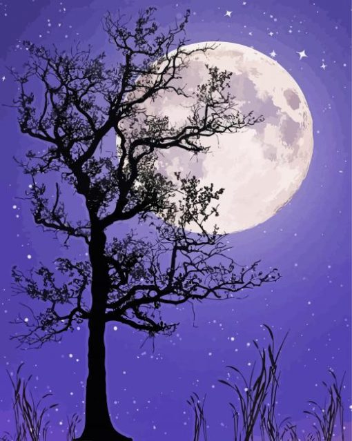 Aesthetic Moon Tree Paint By Number