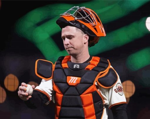 Aesthetic Baseball Player Buster Posey Paint By Number