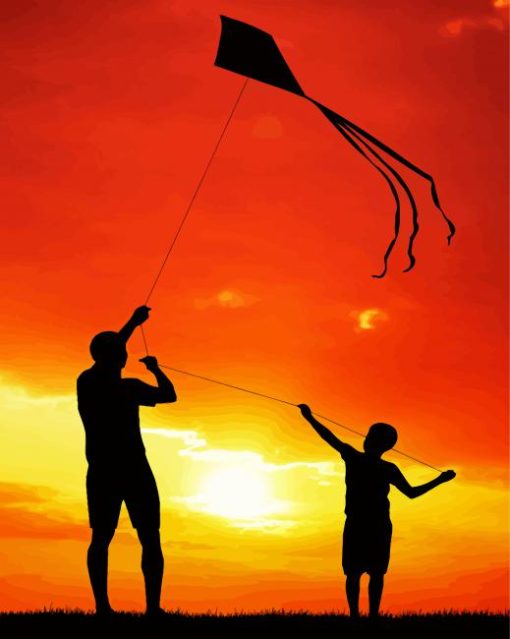 Aesthetic Kite Flying Silhouette Paint By Number