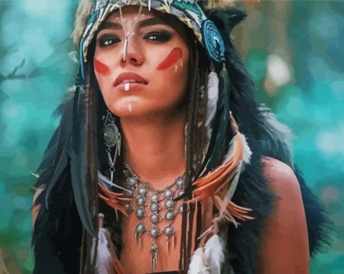 Aesthetic Red Indian Headdress Paint By Number