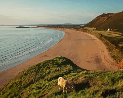 Aesthetic Rhossili Landscape Paint By Number