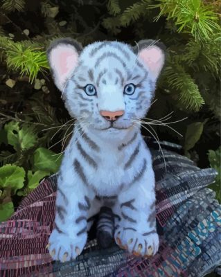 Aesthetic White Baby Tiger Paint By Number