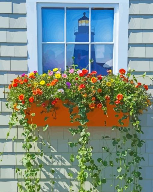 Aesthetic Window Flowers Paint By Number