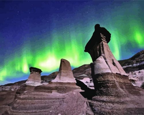 Aurora Lights Over Drumheller Paint By Number